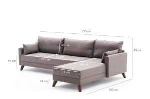 Canapea pe colț Bella Corner Sofa Right - Brown - Img 8