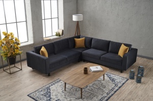 Canapea pe colț Kale Velvet - Anthracite - Img 1