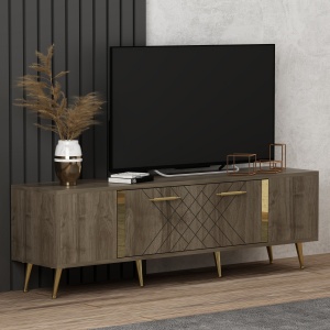 Comoda TV Detas - Walnut, Gold - Img 2