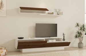 Comoda TV Elda - White, Walnut - Img 2