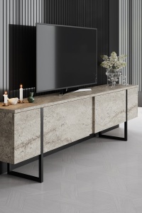 Comoda TV Luxe - Travertine, Black - Img 4