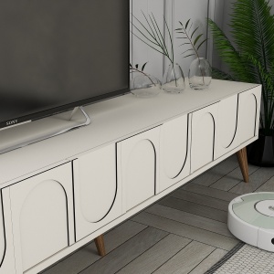 Comoda TV Lyon 44 - Cream, Walnut - Img 4