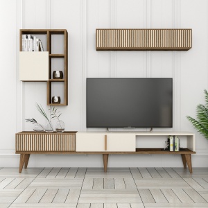 Comoda TV Milan TV - Walnut, Cream - Img 4