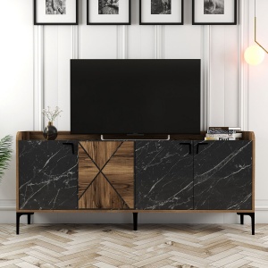 Consolă Venedik - Walnut, Black Marble - Img 5