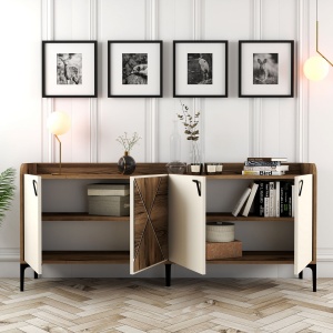 Consolă Venedik - Walnut, Cream - Img 3