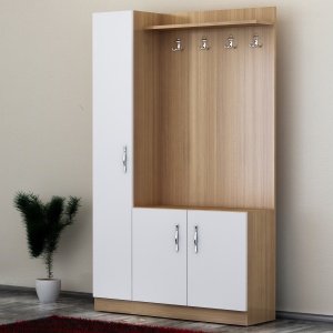 Dulap cu raft Naturel - Teak, White - Img 1