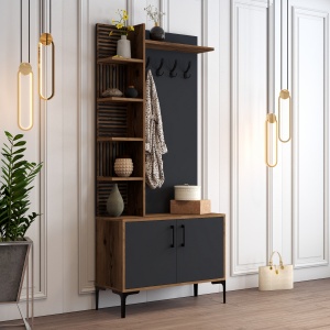 Dulap cu raft Viyana D - Walnut, Anthracite - Img 2