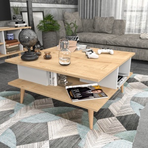 Masuta de cafea Akya - Oak, White - Img 1