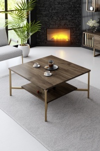 Masuta de cafea Gold Line - Walnut, Black - Img 1