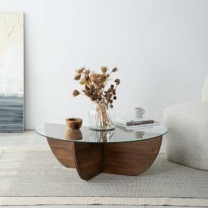 Masuta de cafea Lily Wood - Walnut - Img 2