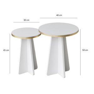 Set de masa pentru cafea Mushroom 2 - Gold, White - Img 7