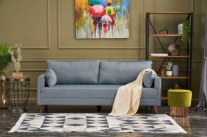 Canapea Extensibila Bella Soft Yataklı Üçlü Koltuk - Blue - Img 1
