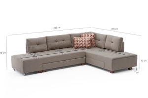 Canapea Extensibila Manama Corner Sofa Bed Right - Cream - Img 7