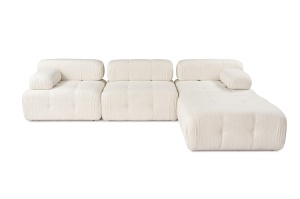 Canapea pe colț Doblo 3 Locuri with Pouffe ( L1-O1-1R-Pouffe) - Cream - Img 2