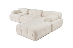 Canapea pe colț Doblo 3 Locuri with Pouffe ( L1-O1-1R-Pouffe) - Cream - Img 8