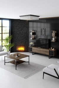 Comoda TV Black Line - Walnut, Black - Img 5