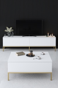 Comoda TV Lord - White, Gold - Img 4
