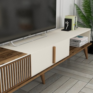 Comoda TV Milan Alt - Walnut, Cream - Img 3