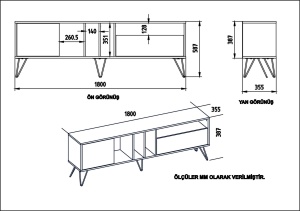 Comoda TV Mistico (180) - Walnut, White - Img 5