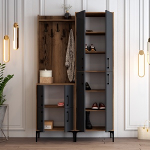 Dulap cu raft Berlin BA - Walnut, Anthracite - Img 3