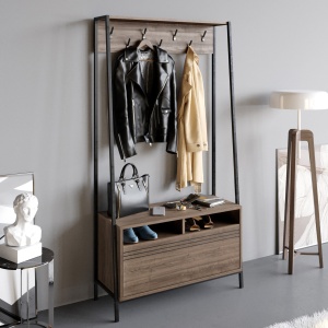 Dulap cu raft Devin - Walnut, Black - Img 2