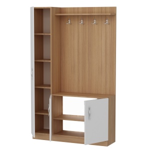 Dulap cu raft Naturel - Teak, White - Img 2