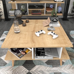 Masuta de cafea Akya - Oak, White - Img 2