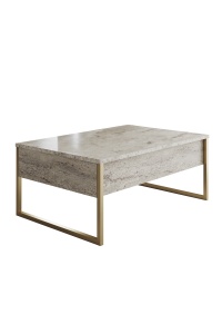 Masuta de cafea Luxe - Travertine, Gold - Img 4