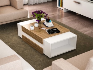 Masuta de cafea Nora - White, Walnut - Img 3
