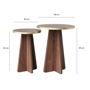 Set de masa pentru cafea Mushroom 2 - Gold, Walnut - Img 8