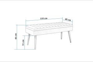 Banca Tapițata Vina Bench Dark Blue, Walnut - Img 6