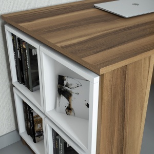 Birou Box - Walnut, White - Img 3