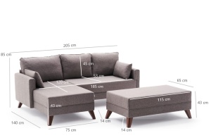 Canapea Extensibila Bella Mini Corner Sofa Left - Brown - Img 8
