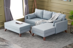 Canapea Extensibila Bella Soft Mini Köşe Right - Blue - Img 2