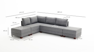 Canapea Extensibila Fly Corner Sofa Bed Left - Grey - Img 8