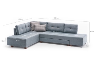 Canapea Extensibila Manama Corner Sofa Bed Left - Light Blue - Img 7