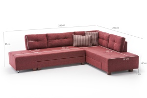 Canapea Extensibila Manama Corner Sofa Bed Right - Claret Red - Img 8