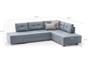 Canapea Extensibila Manama Corner Sofa Bed Right - Light Blue - Img 7