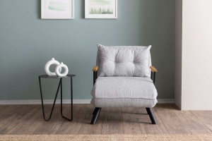 Canapea Extensibila Sando Single - Teddy Fabric - Grey - Img 3