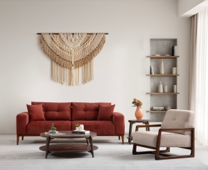 Canapea Extensibila Sinor 3 Locuri - Tile Red - Img 2