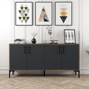 Consolă Kiev 160 - Walnut, Anthracite - Img 1