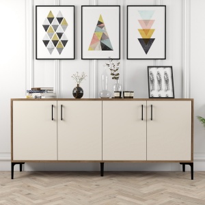 Consolă Kiev - Walnut, Cream - Img 1