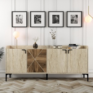 Consolă Venedik - Walnut, Travertine - Img 1