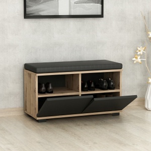 Dulap Pantofi Drago - Walnut, Black - Img 4