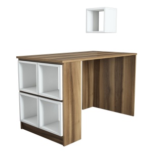 Birou Box - Walnut, White - Img 4