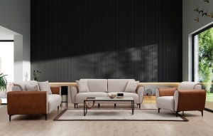 Canapea Extensibila Aren - Beige, Cinnamon - Img 3