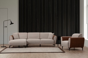 Canapea Extensibila Aren Left - Beige, Cinnamon - Img 2