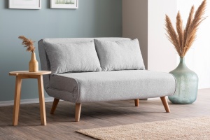 Canapea Extensibila Folde 2-Locuri - Teddy Fabric - Grey - Img 1