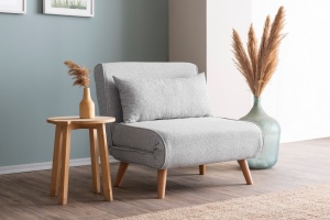 Canapea Extensibila Folde Single - Teddy Fabric - Grey - Img 1