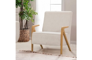 Canapea Extensibila Larus Wood Set - Oak, Cream - Img 3